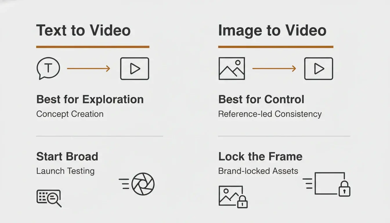 When to choose text to video versus image to video